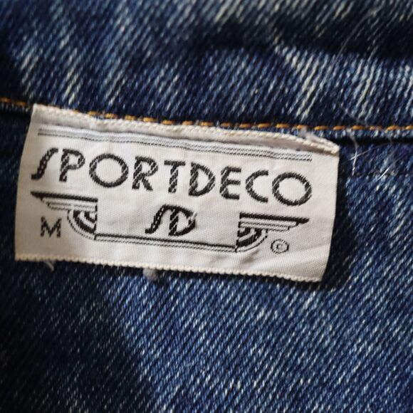 Vintage 80s Sport Deco Hand Painted Hollywood Denim Jacket Sequins Medium - Picture 8 of 16